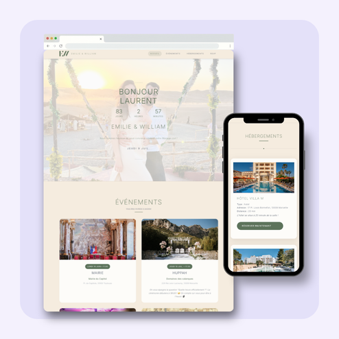 Aperçu du thème de site mariage Moderne.